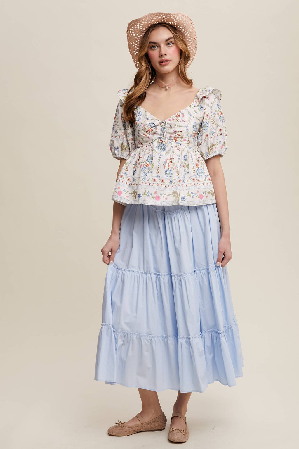 Floral Puff Sleeve Blouse
