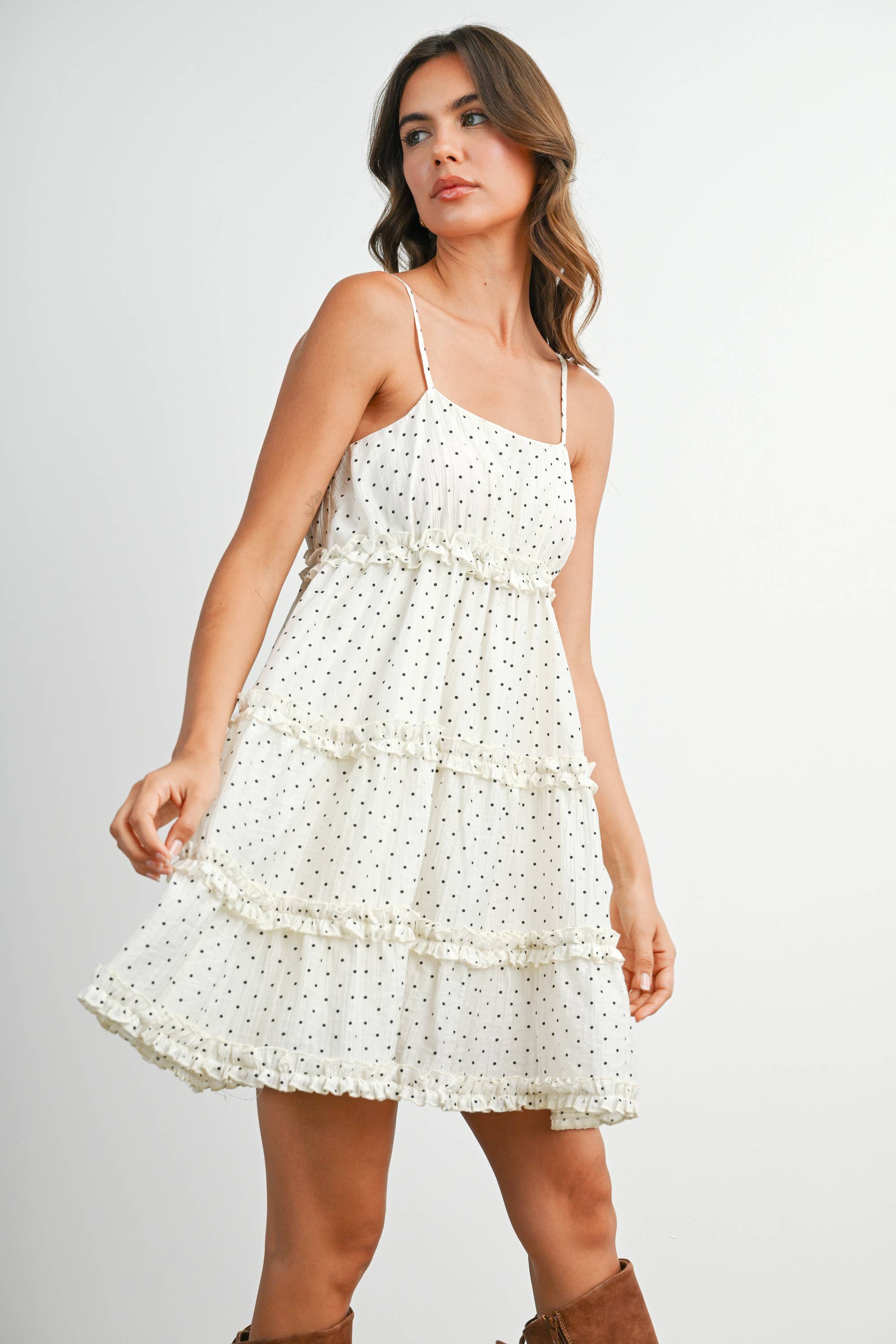 Juliette Polka Dot Ruffled Mini Dress