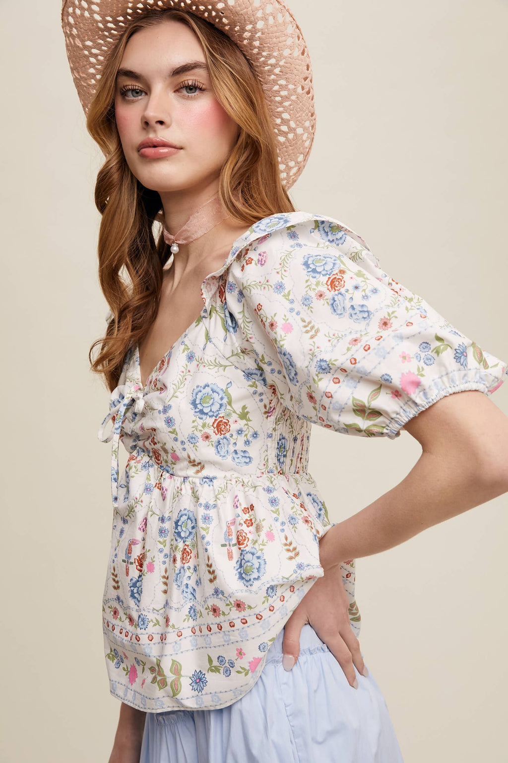 Floral Puff Sleeve Blouse