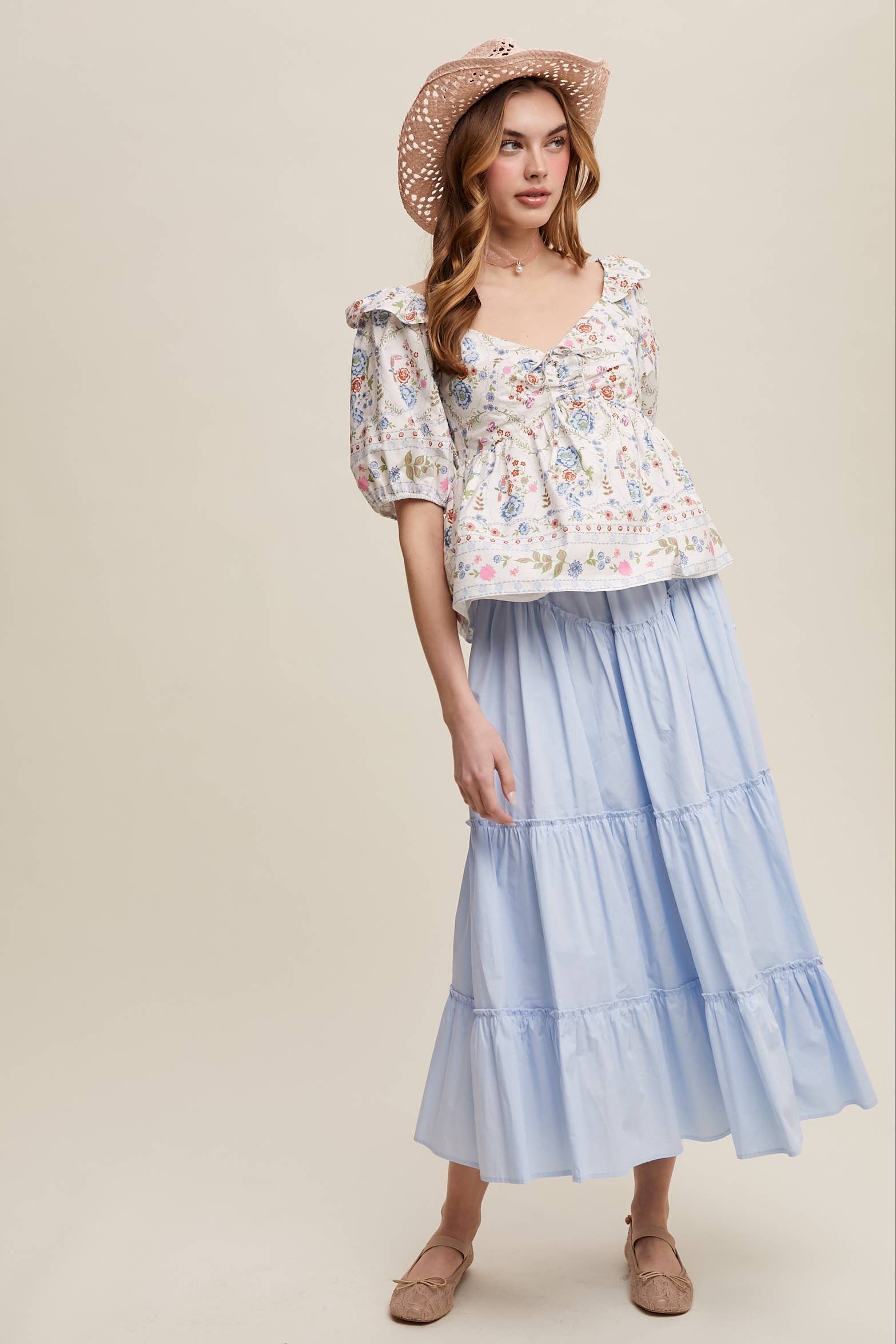 Floral Puff Sleeve Blouse