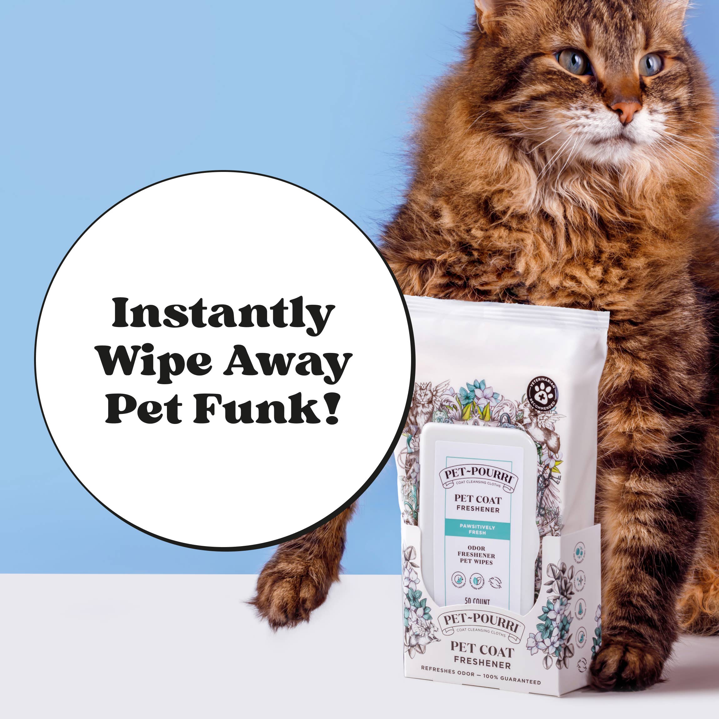Pet~Pourri - Pet Coat Wipes - 50ct - Pawsitively Fresh Scent