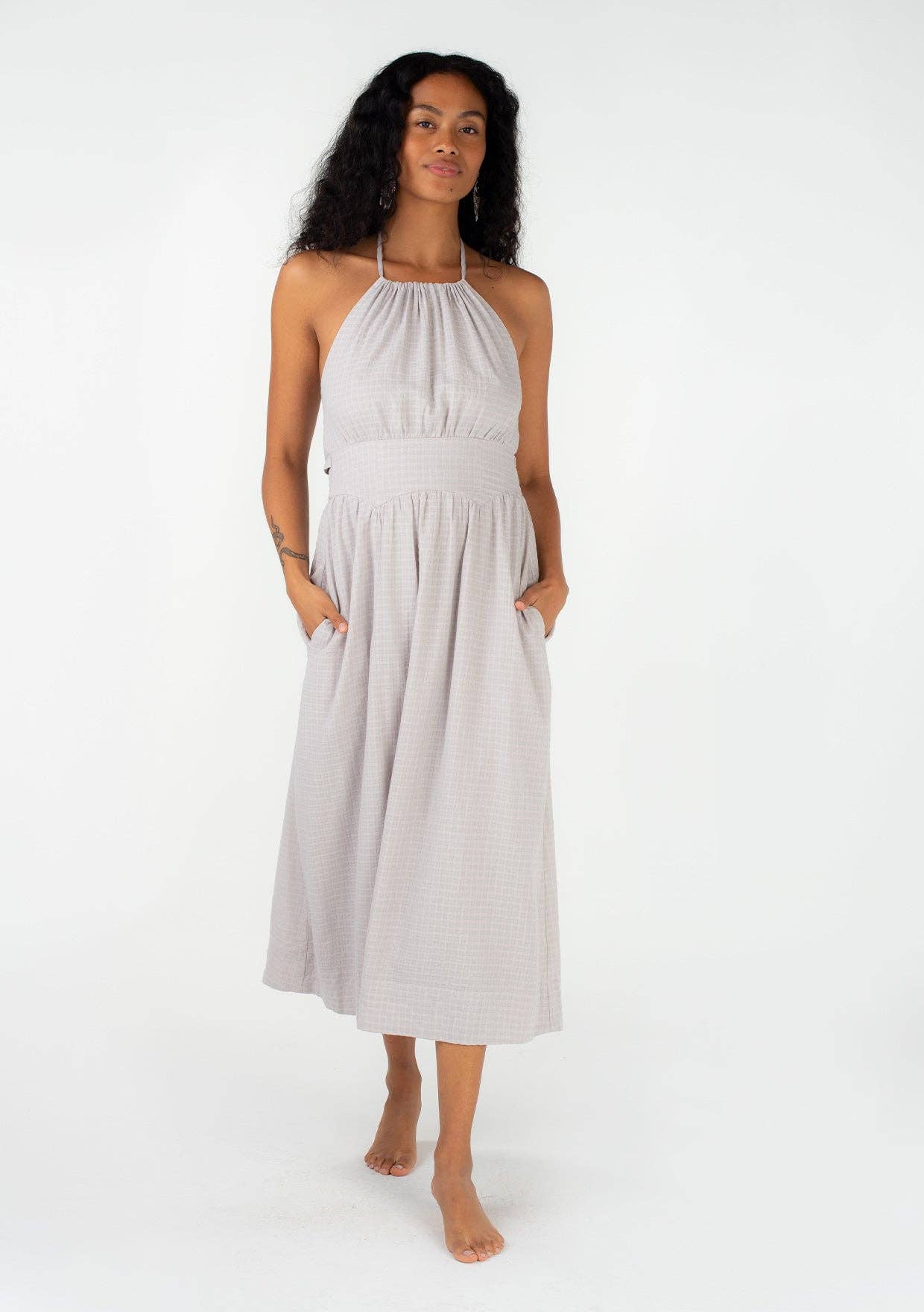 Sedona Halter Open Back  Midi Dress
