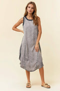 TENCEL ROUND NECK MIDI TANK DRESS