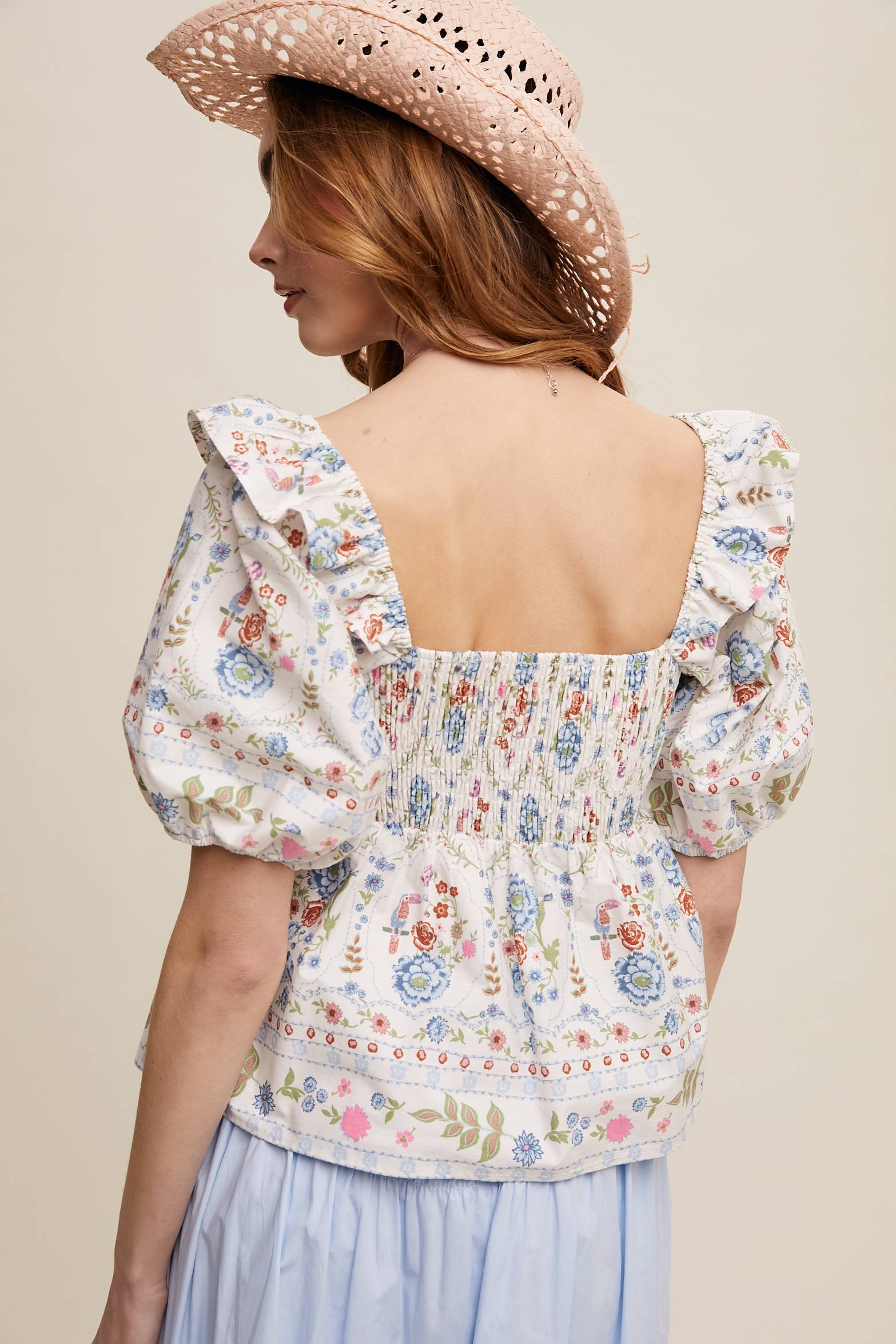 Floral Puff Sleeve Blouse