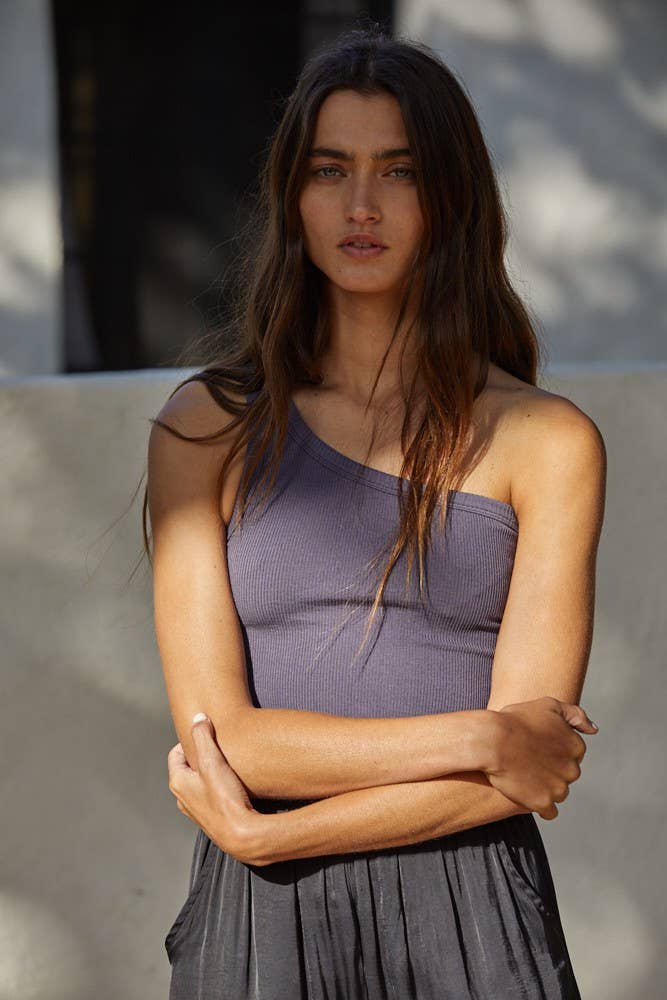 Seamless One Shoulder Ribbed Top