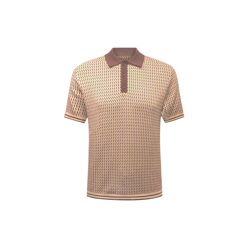 Vintage Geometric Cotton Knit Polo