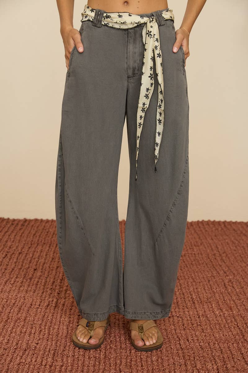 Cotton Washed Barrel Chino Pants