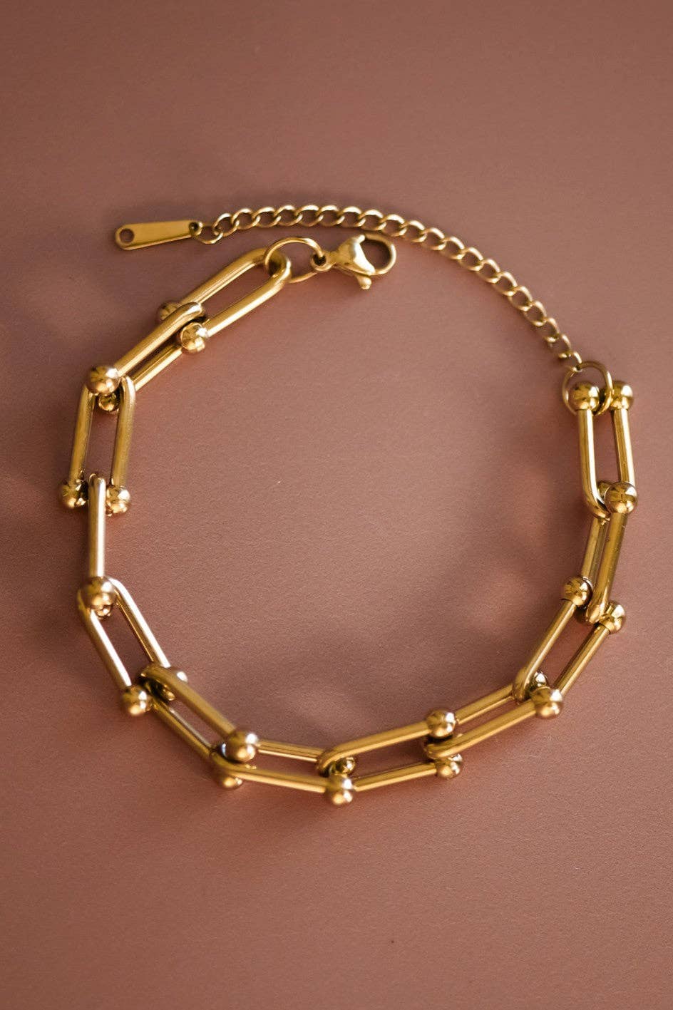 18K Gold Plated Waterproof Stainless Steel Link Chain Bracelet