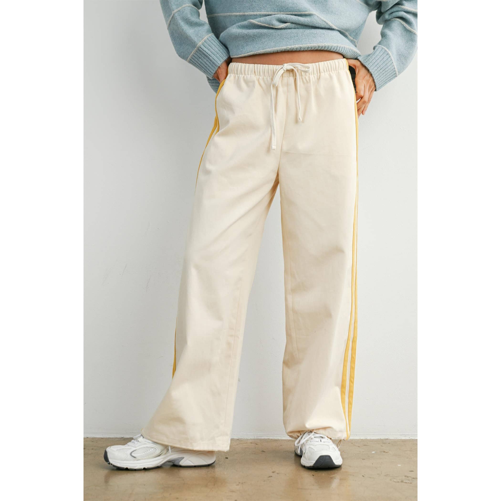 Coastline Side Stripe Wide Leg Track Pant