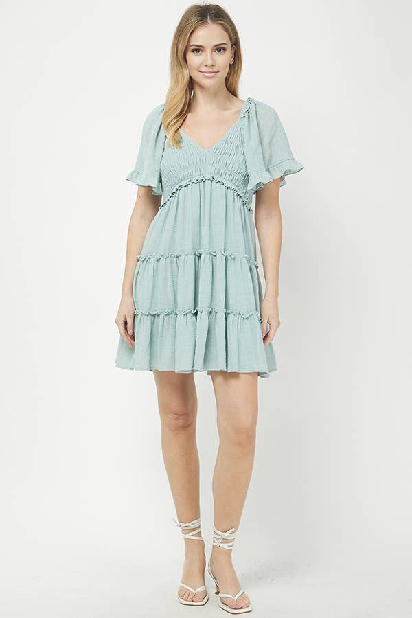 Sea Breeze Tiered Mini Dress