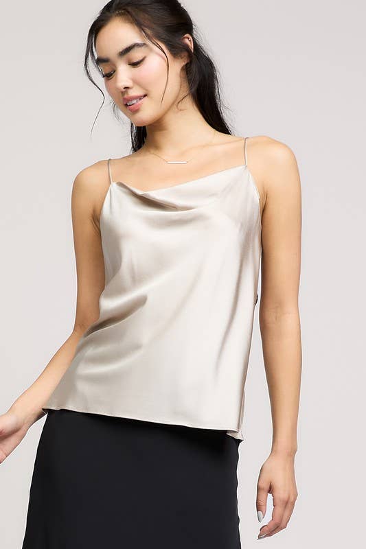 100% Silk Cowl Neck Cami Top