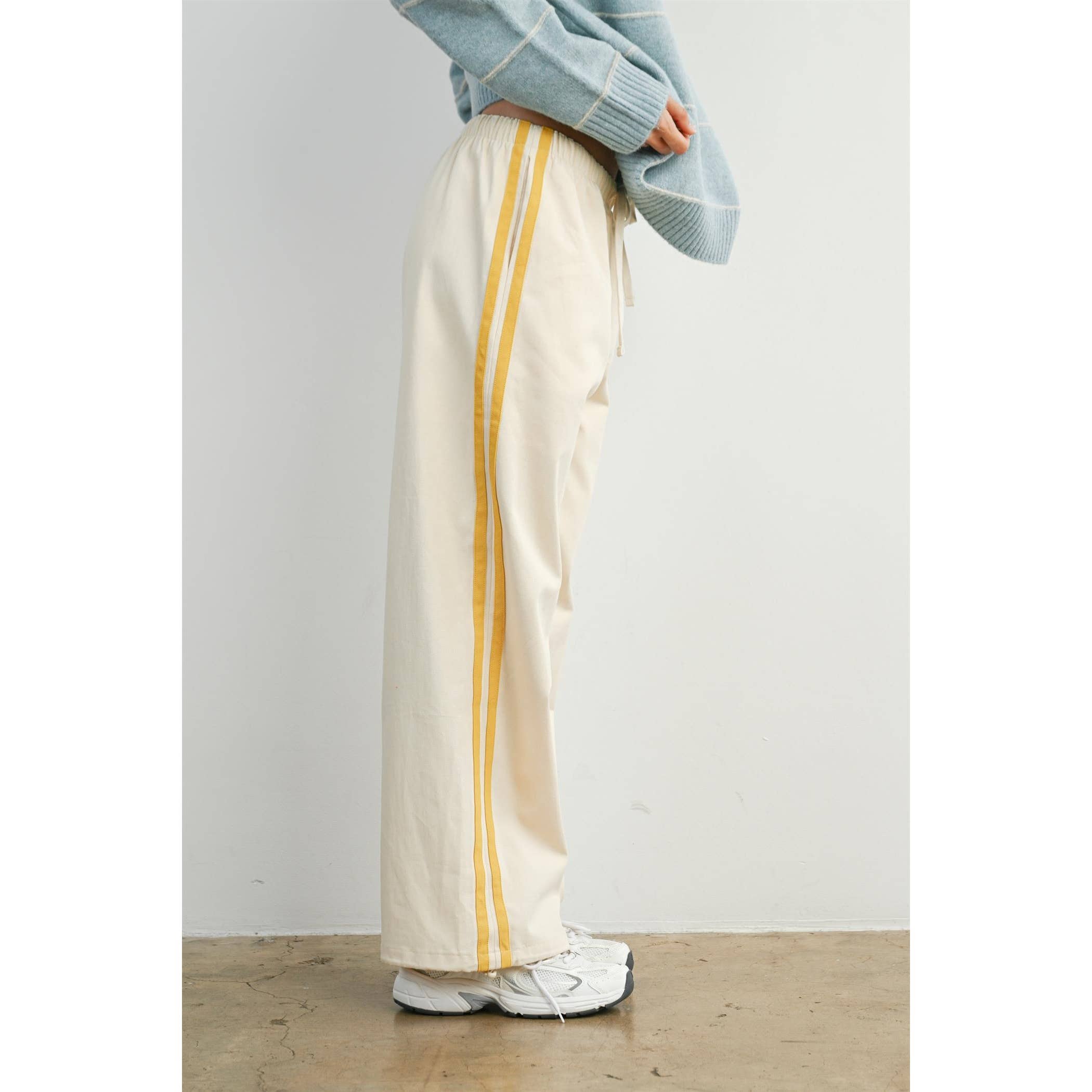 Coastline Side Stripe Wide Leg Track Pant