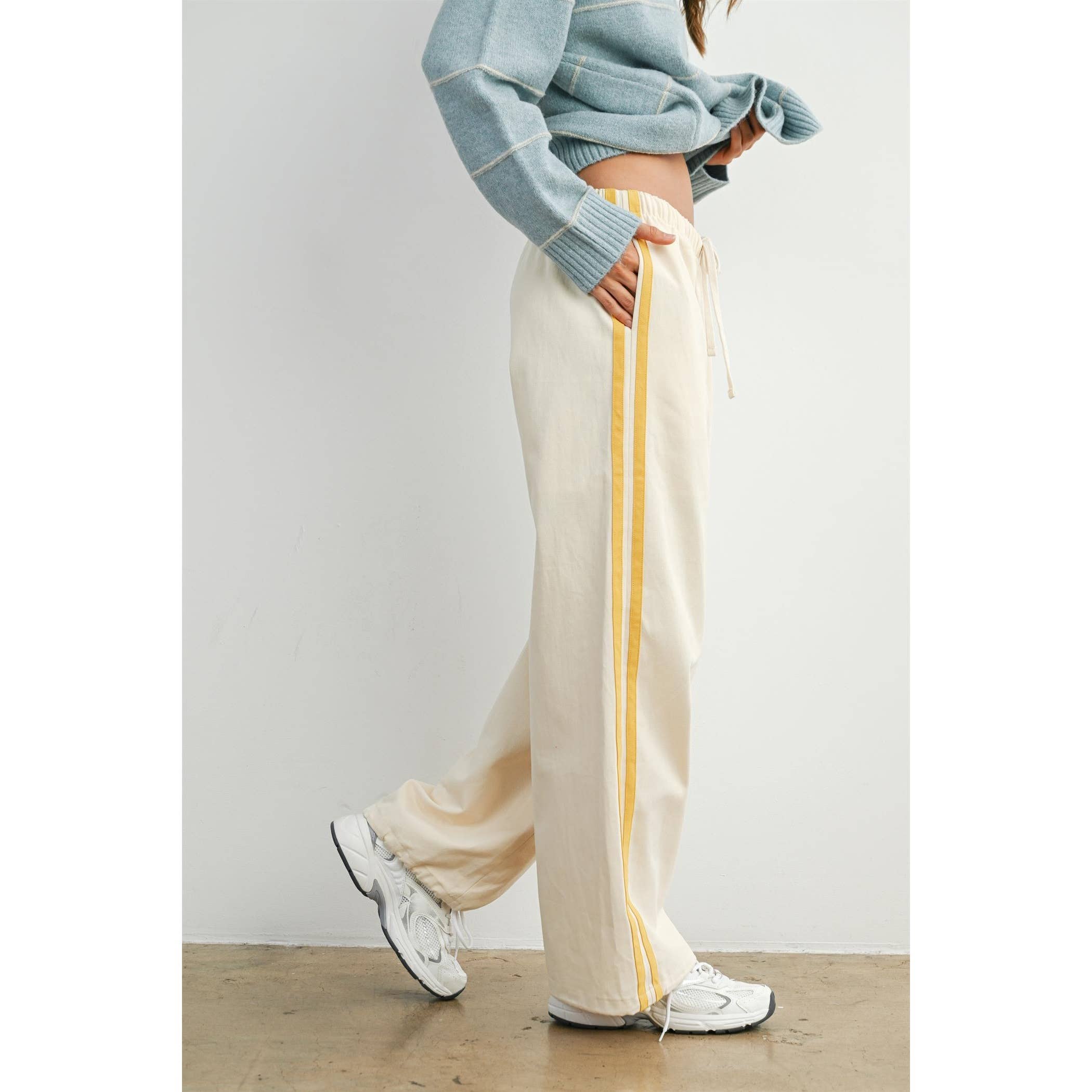 Coastline Side Stripe Wide Leg Track Pant