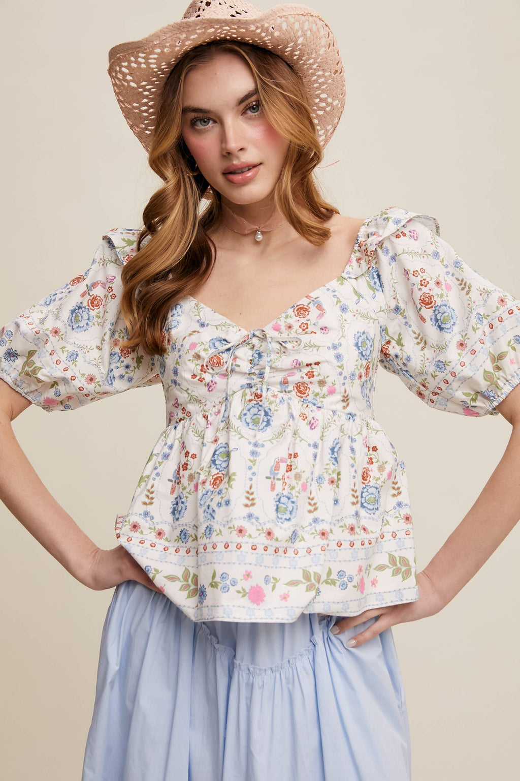 Floral Puff Sleeve Blouse