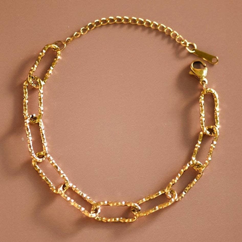 18K Gold Plated Waterproof Stainless Steel Chain Bracelet - 7069