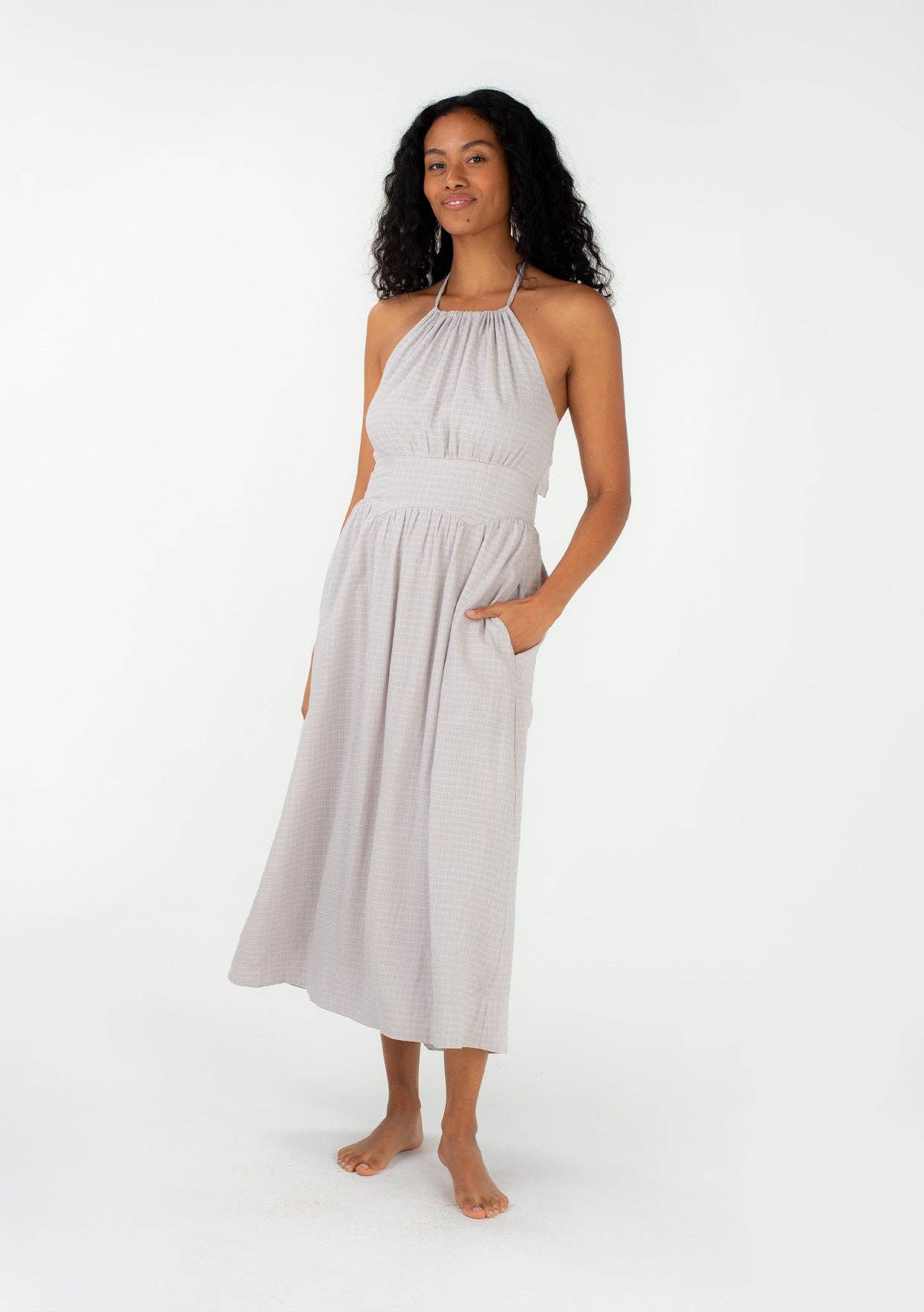 Sedona Halter Open Back  Midi Dress