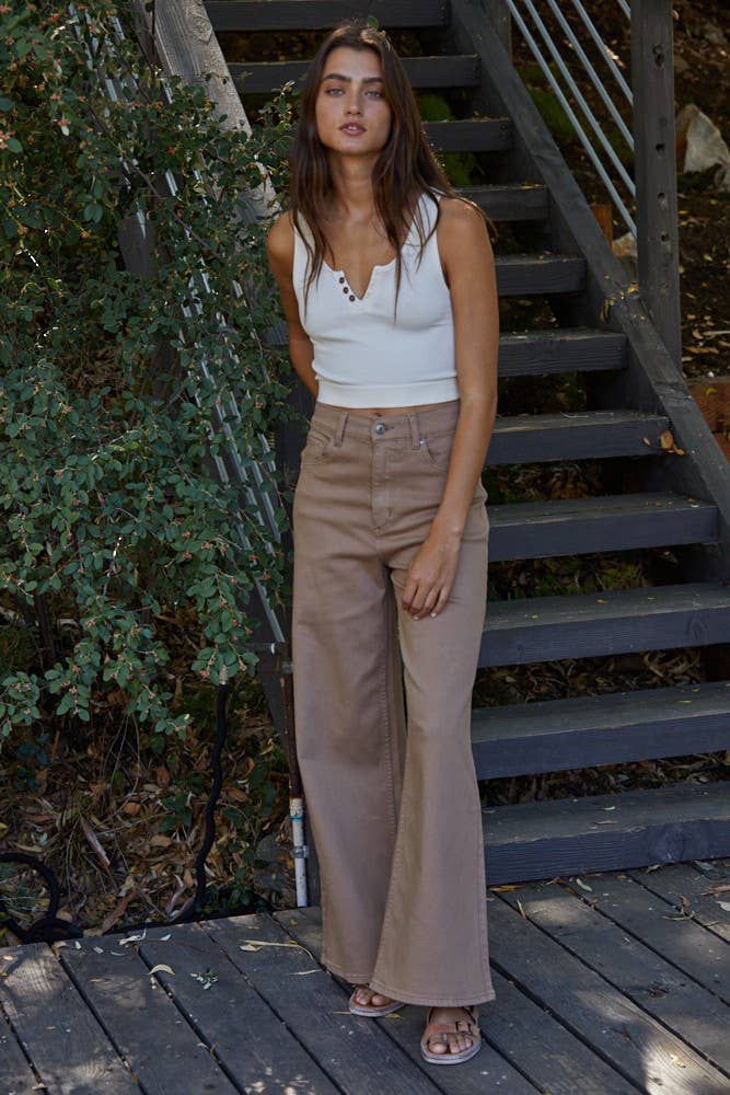 Henley Ribbed Cropped Modal Tank