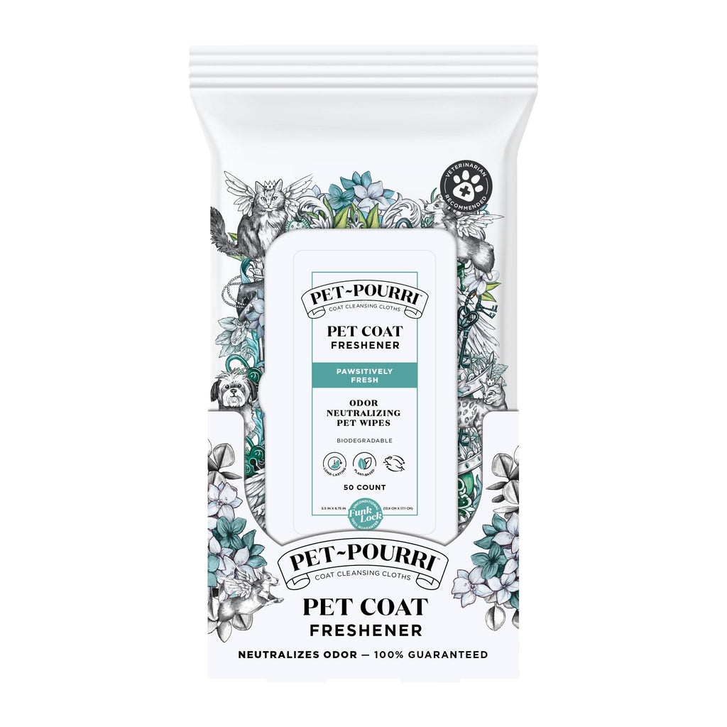 Pet~Pourri - Pet Coat Wipes - 50ct - Pawsitively Fresh Scent