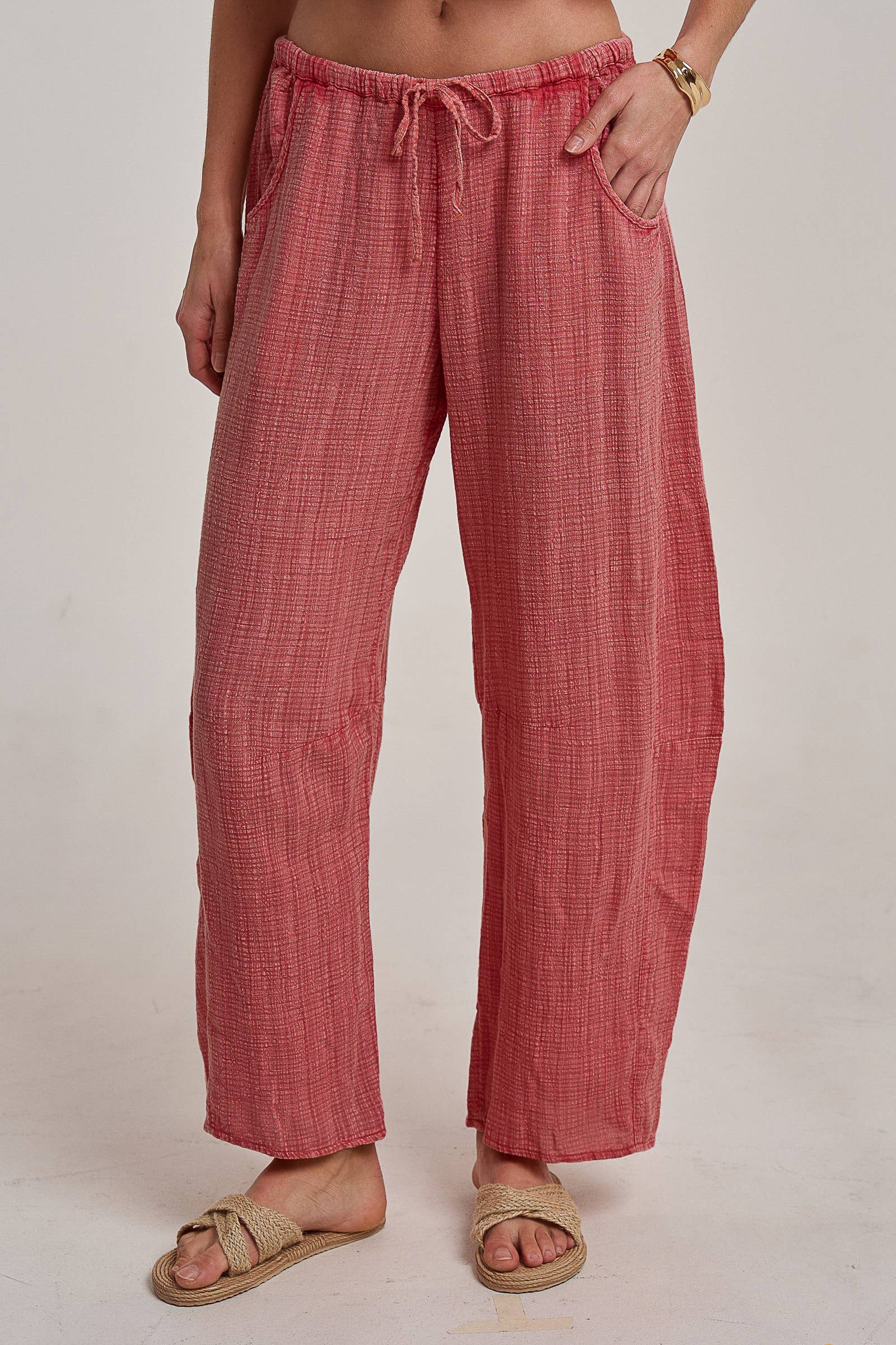 Cotton Gauze Cami Top and Barrel Pants Set