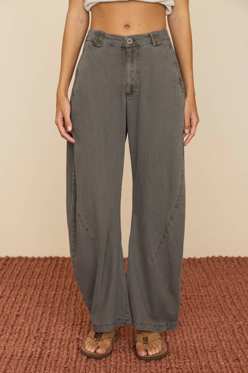 Cotton Washed Barrel Chino Pants