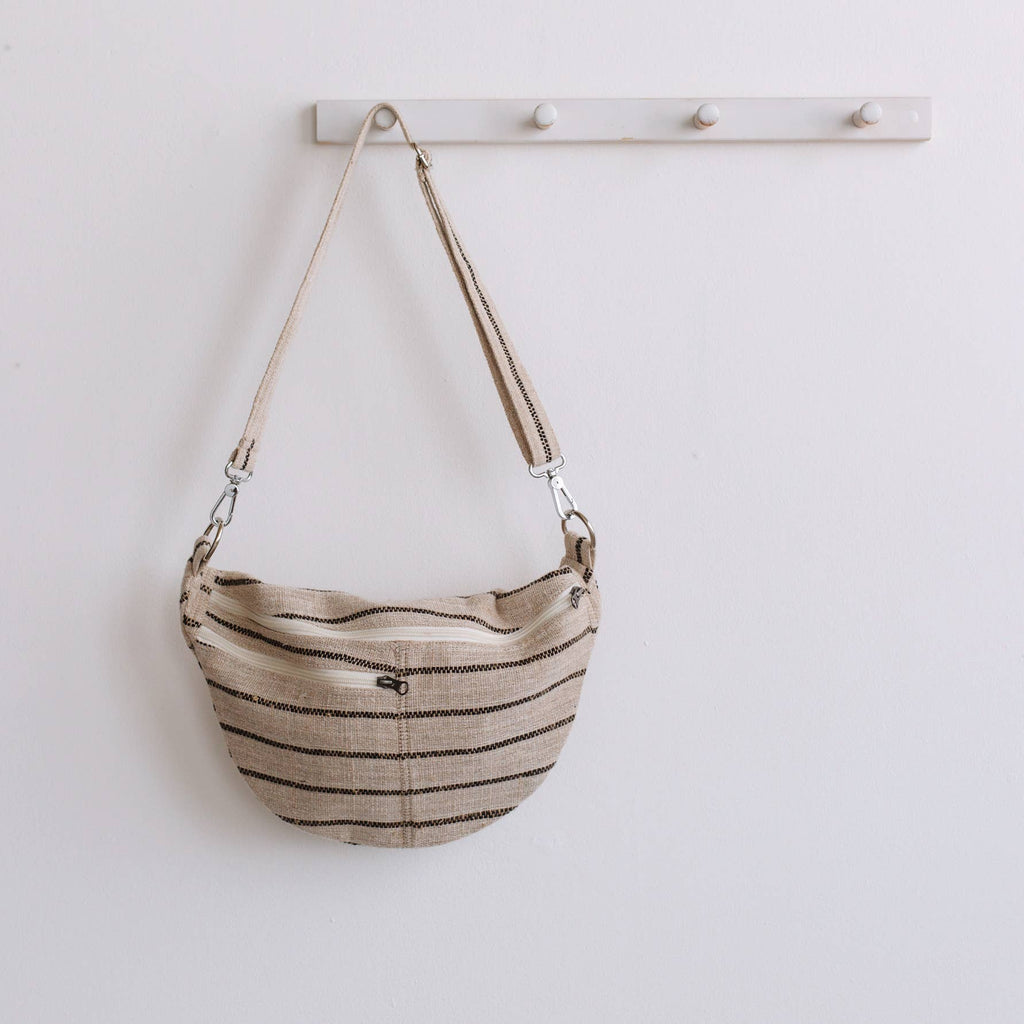 Crossbody bag, Atlas Sling Bag, Striped Jute Pouch