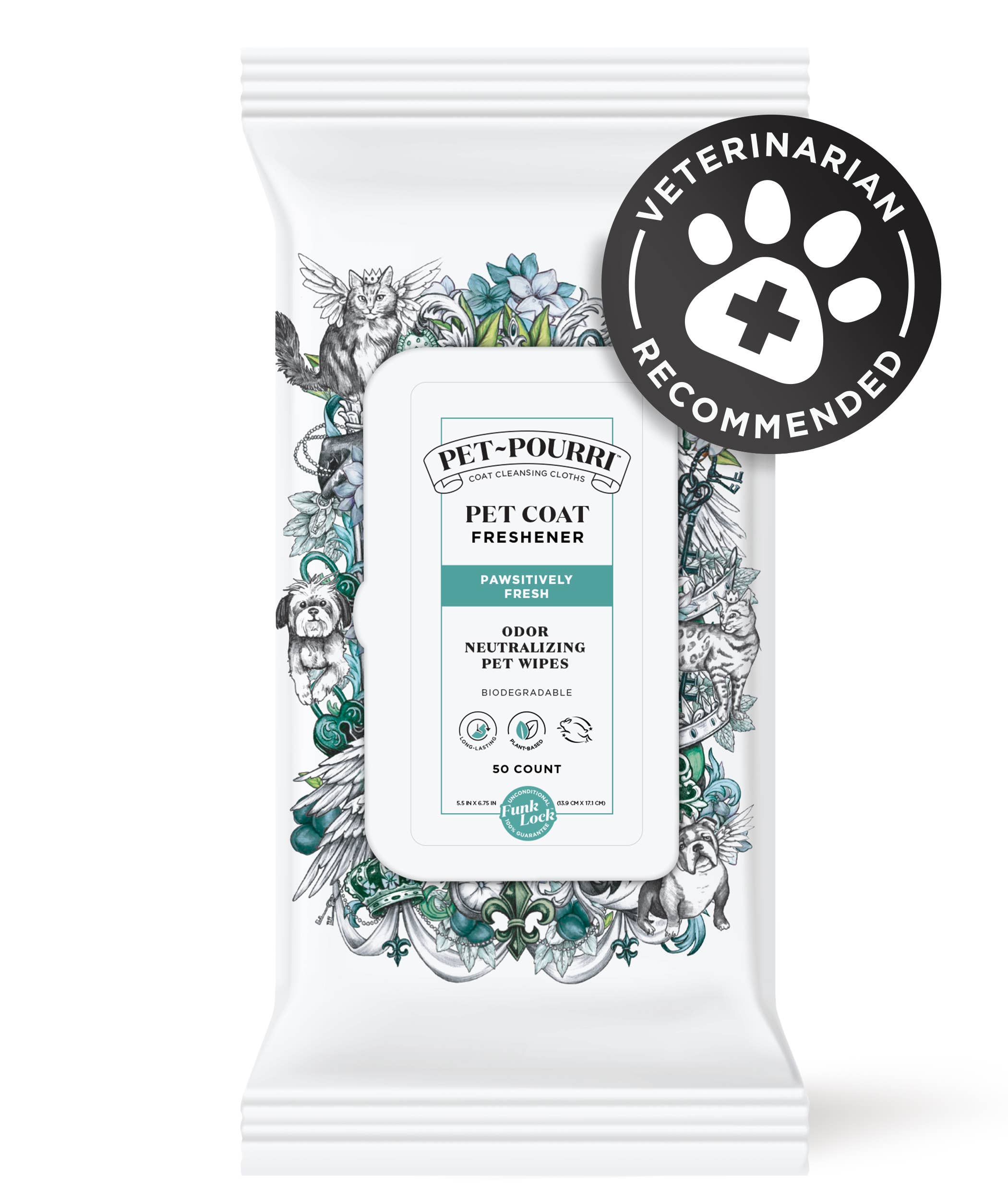 Pet~Pourri - Pet Coat Wipes - 50ct - Pawsitively Fresh Scent