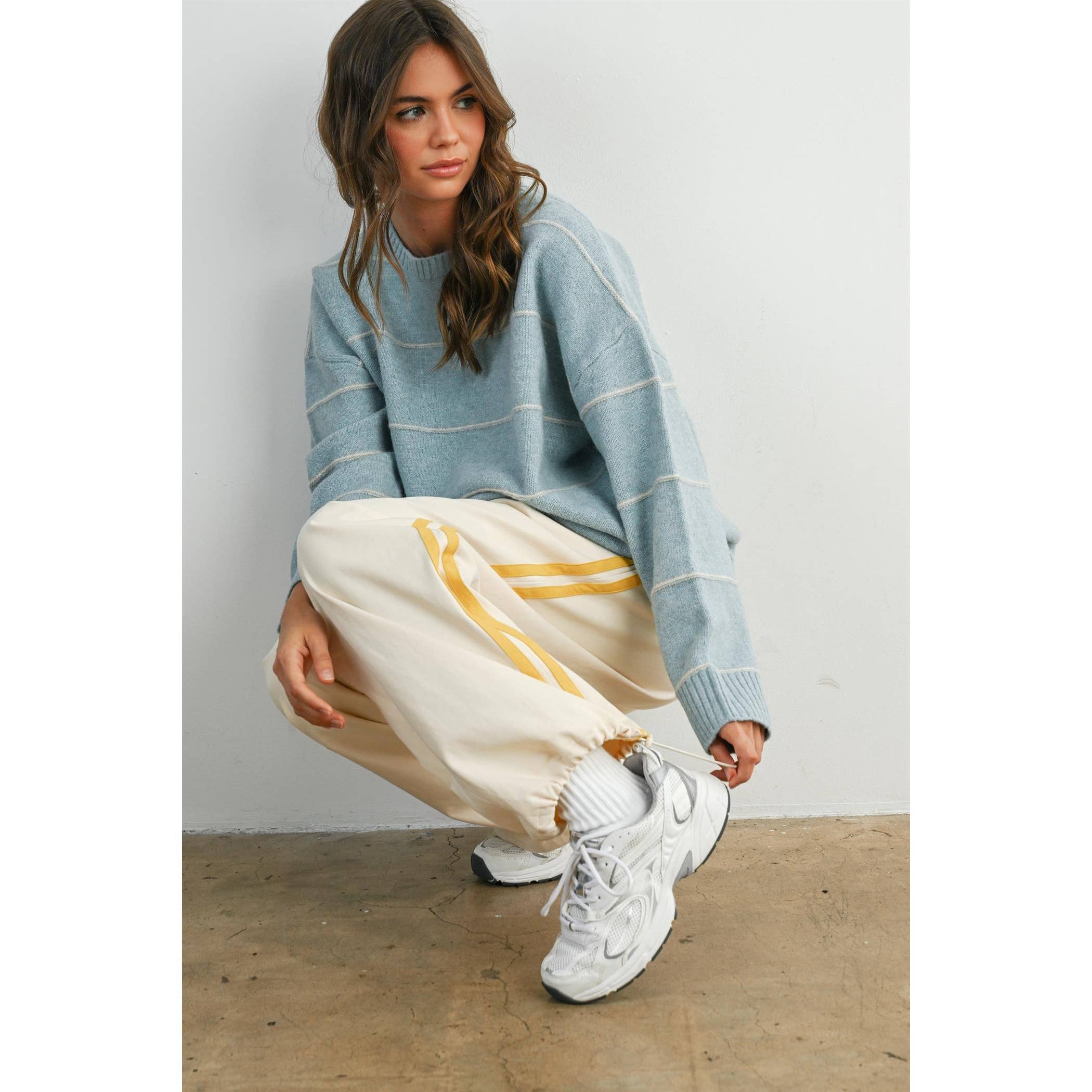 Coastline Side Stripe Wide Leg Track Pant
