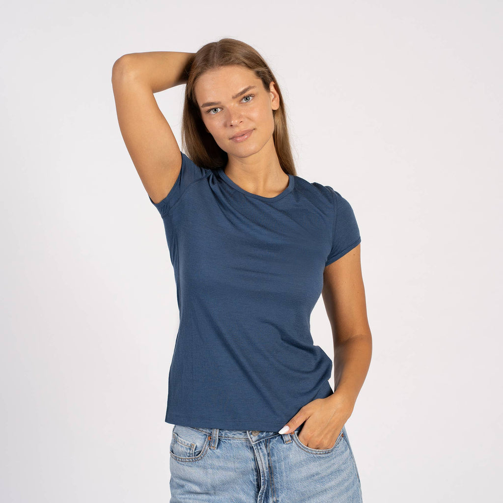 Merino Wool Women's T-Shirt Denim Blue