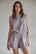 Cotton Round Neck Sleeveless Romper