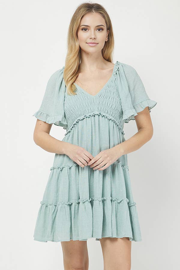 Sea Breeze Tiered Mini Dress