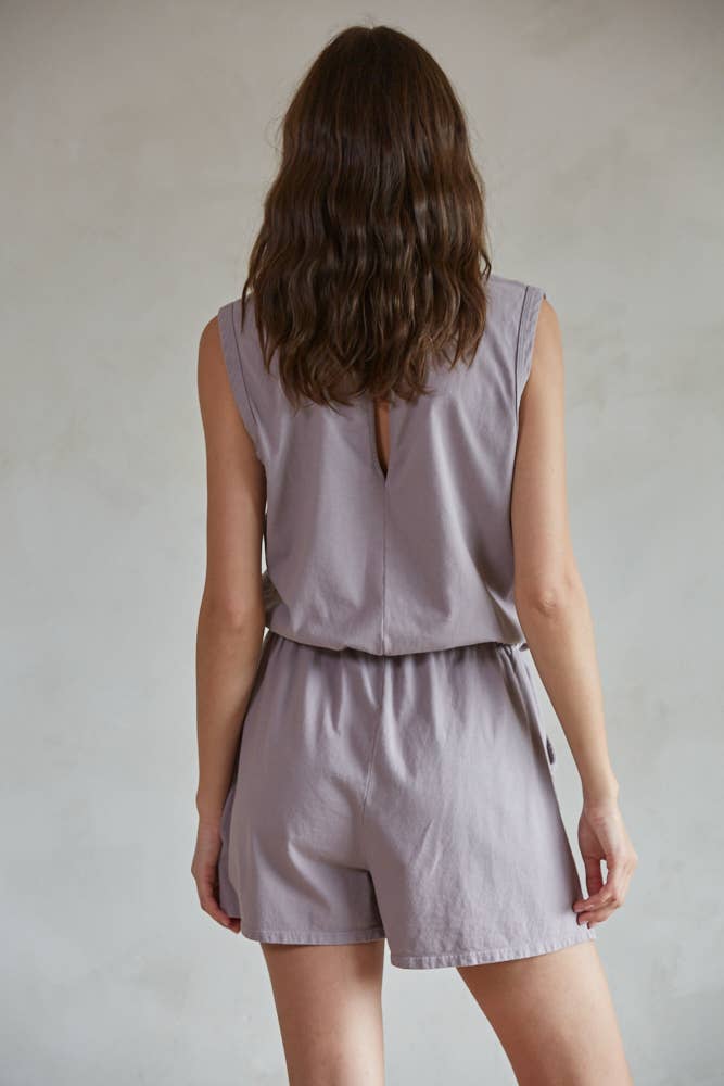 Cotton Round Neck Sleeveless Romper