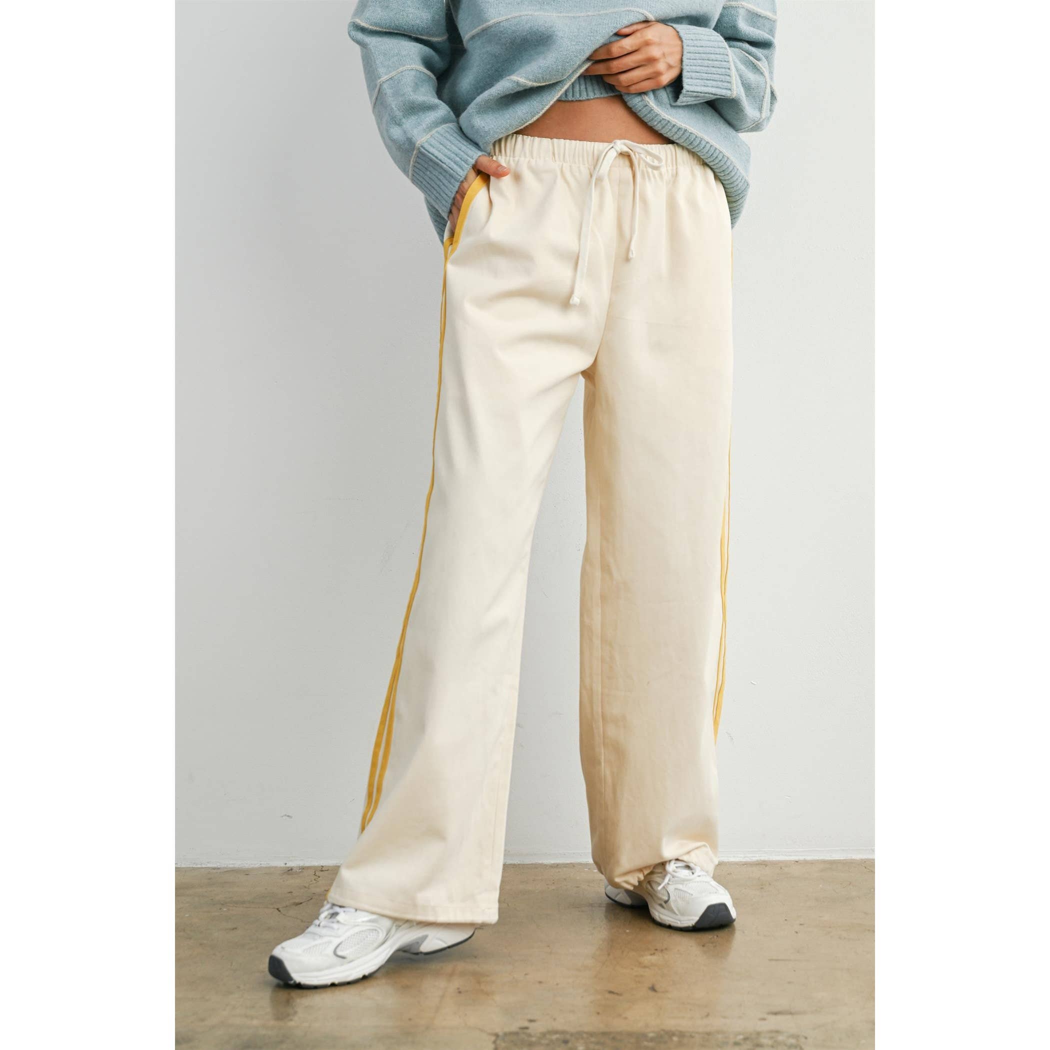 Coastline Side Stripe Wide Leg Track Pant