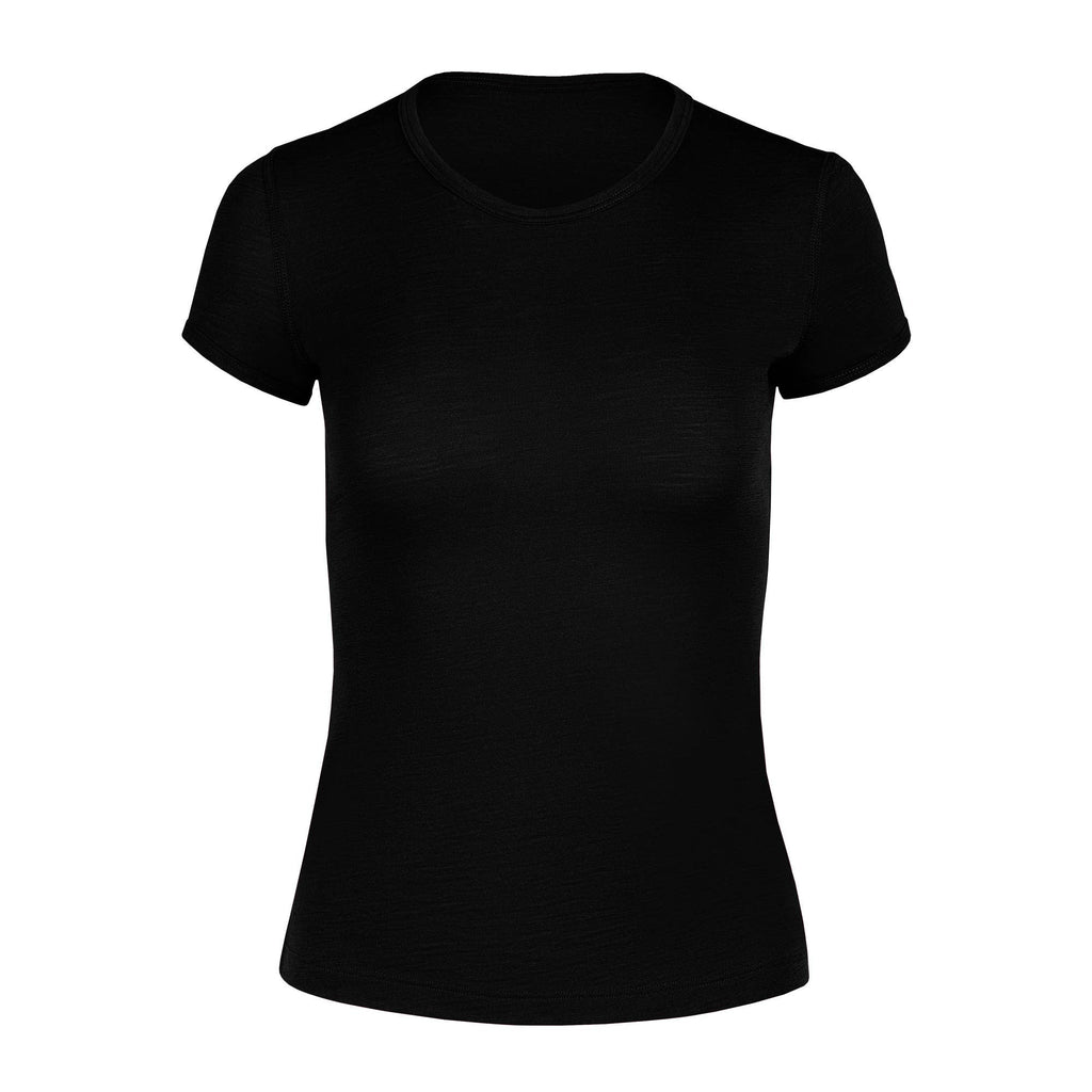 Black merino wool t-shirt on a white background