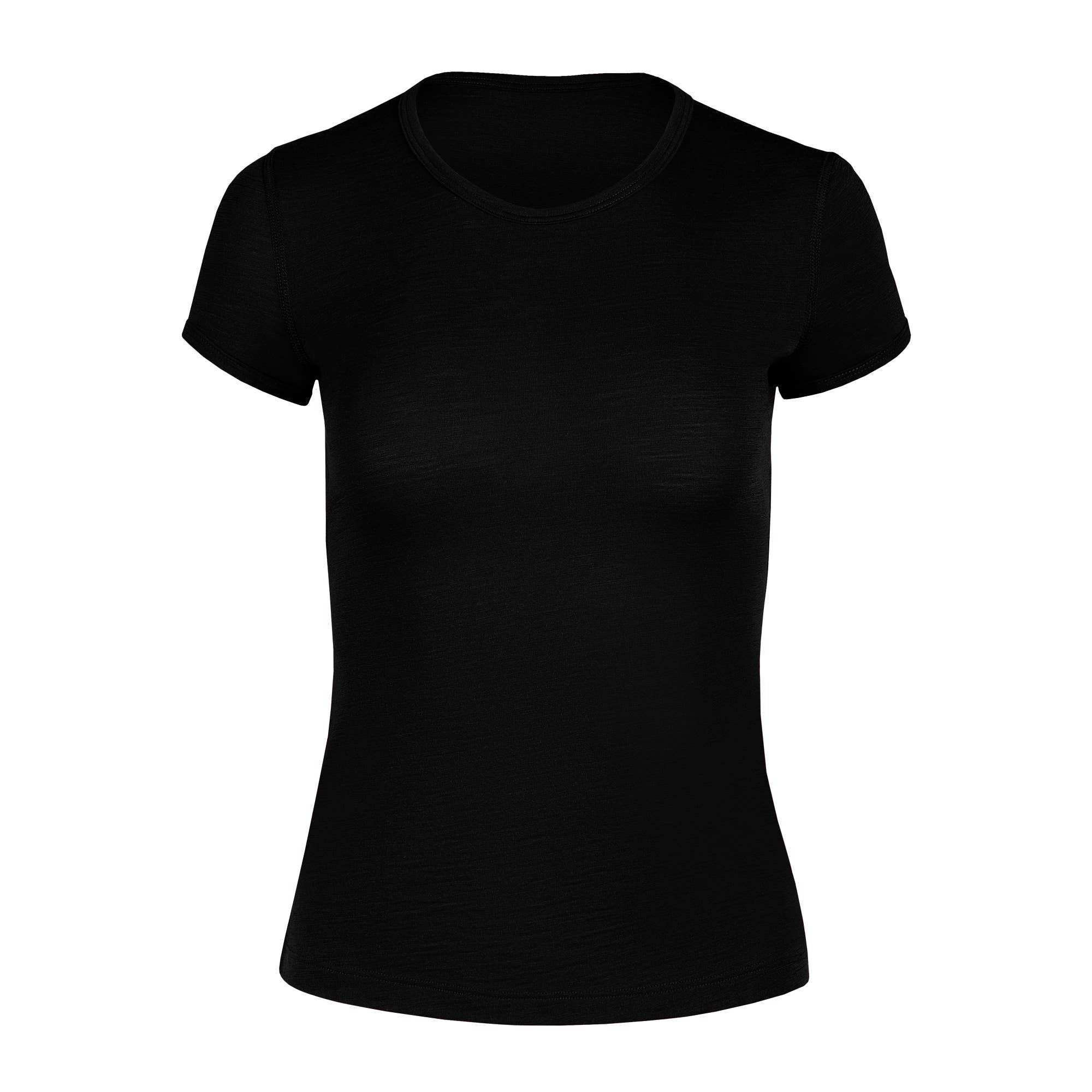 Black merino wool t-shirt on a white background