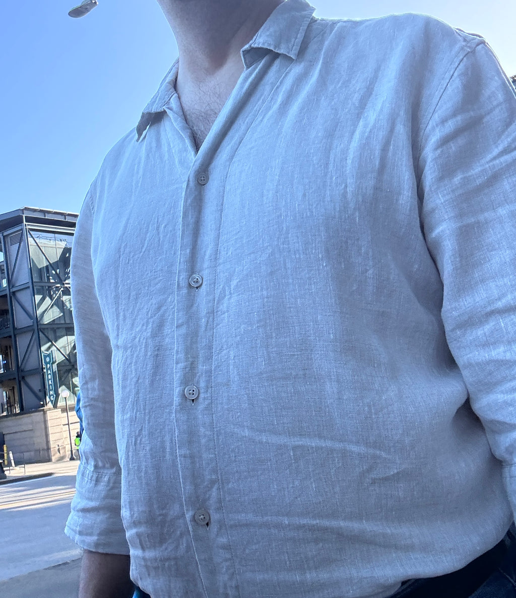 Men's Flax Button Up Long Sleeve Shirt