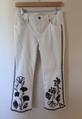 Chico's Embroidered Cropped Girlfriend Kick Flare Jeans Size 00P -Lightly Used