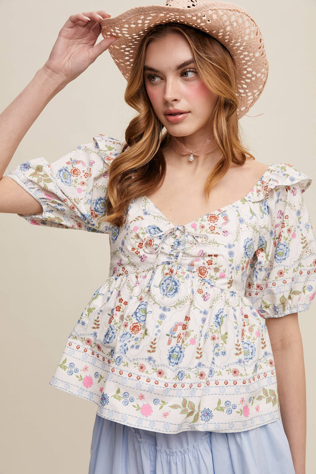 Floral Puff Sleeve Blouse