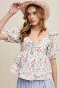 Floral Puff Sleeve Blouse