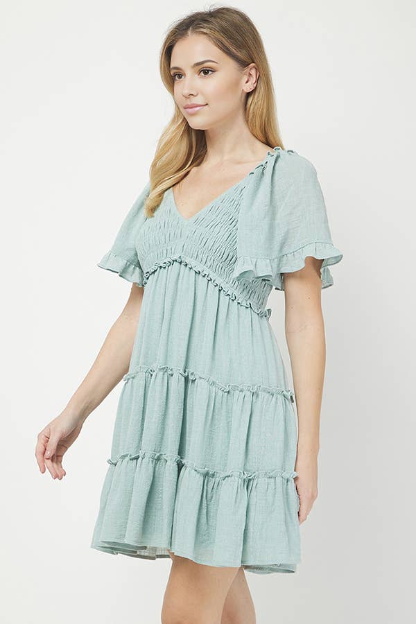Sea Breeze Tiered Mini Dress