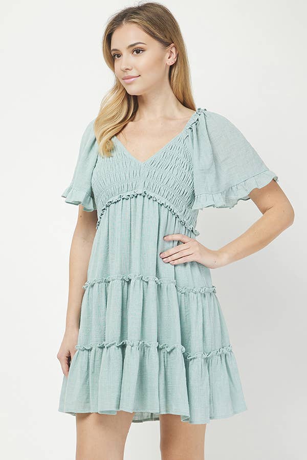 Sea Breeze Tiered Mini Dress