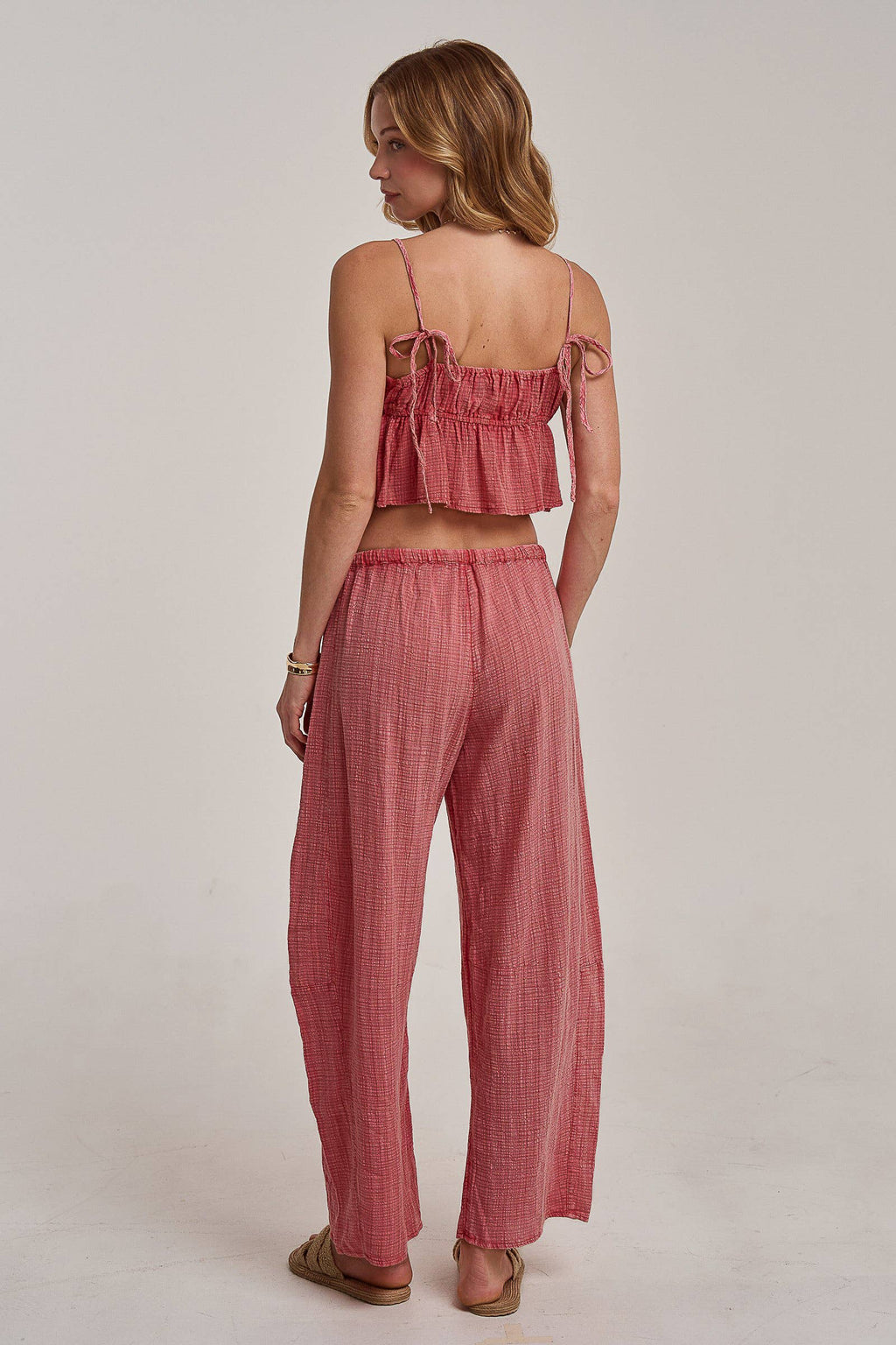 Cotton Gauze Cami Top and Barrel Pants Set