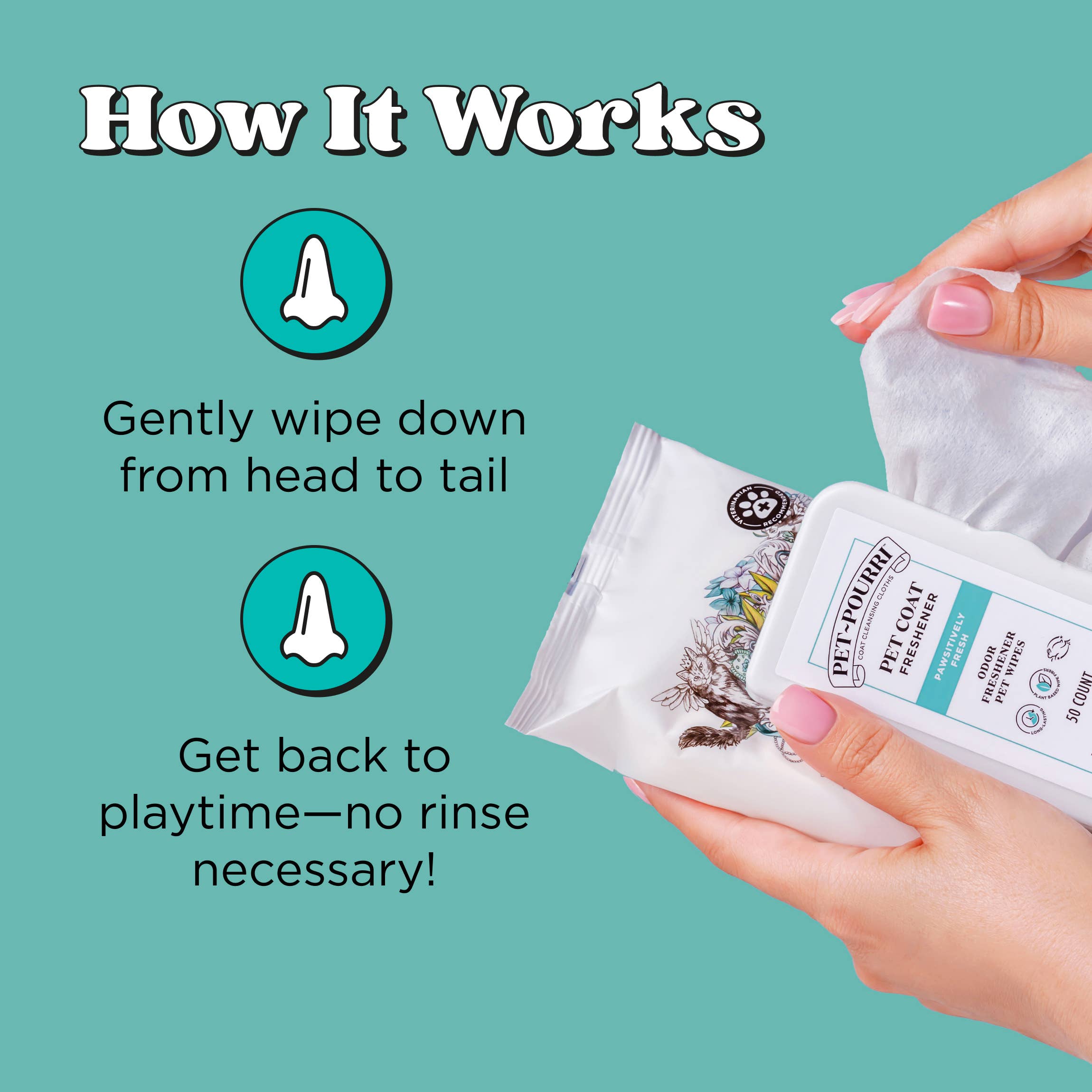 Pet~Pourri - Pet Coat Wipes - 50ct - Pawsitively Fresh Scent