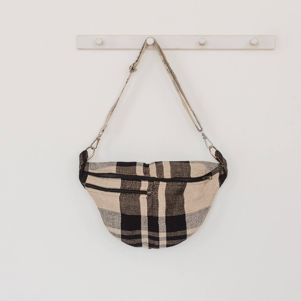Crossbody bag, Atlas Sling Bag, Plaid Jute Pouch