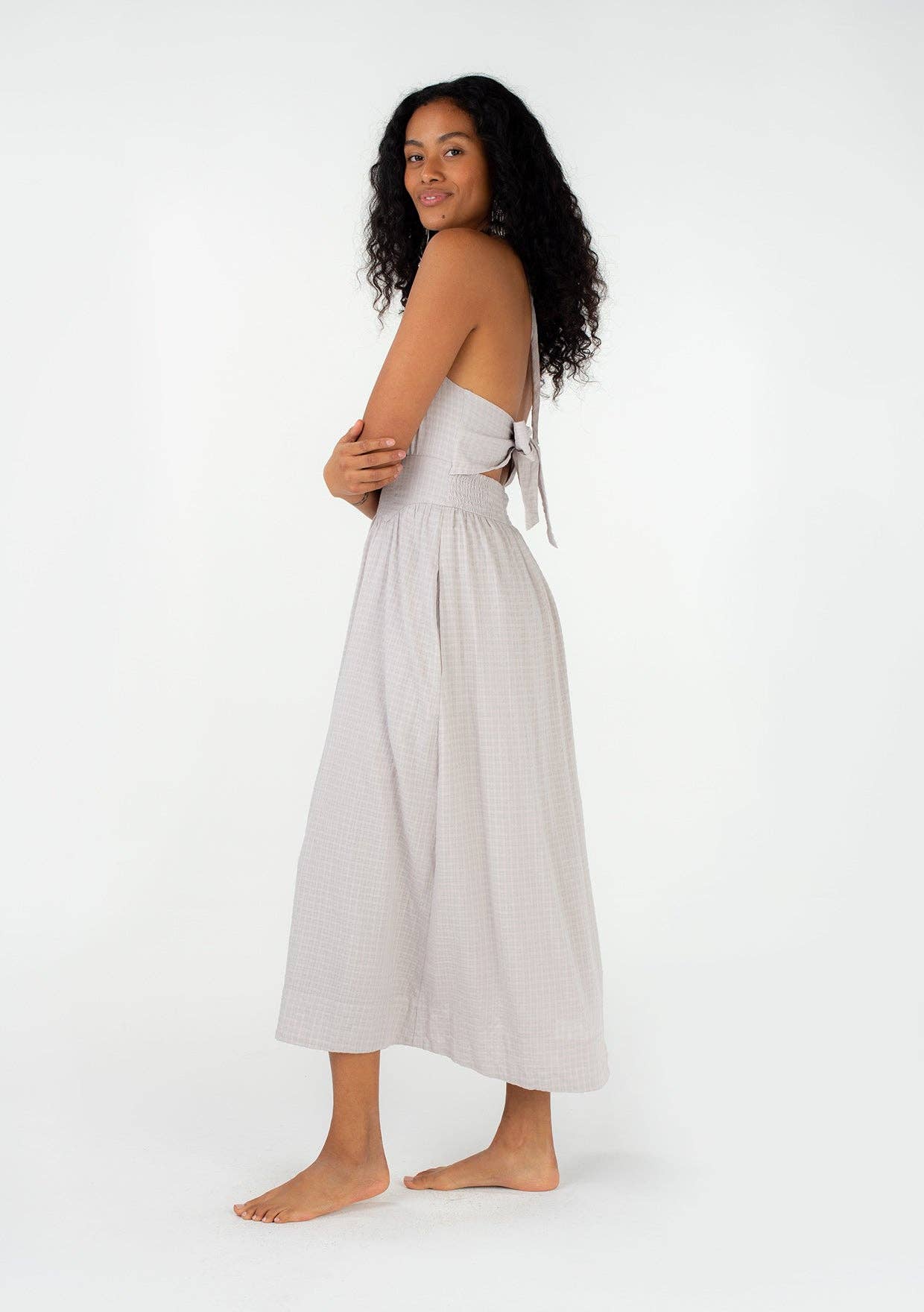 Sedona Halter Open Back  Midi Dress