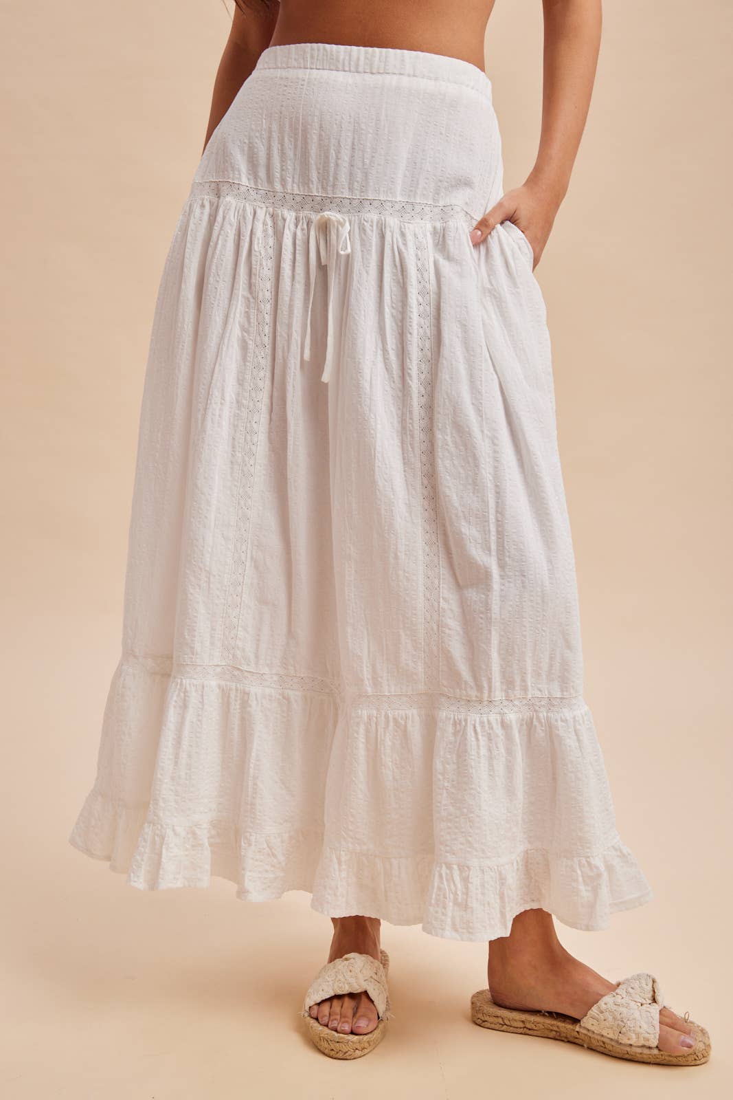COTTON WHITE MAXI SKIRT