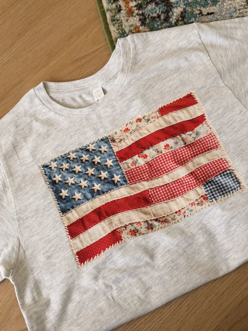 Cotton Shirt with American Flag Patch