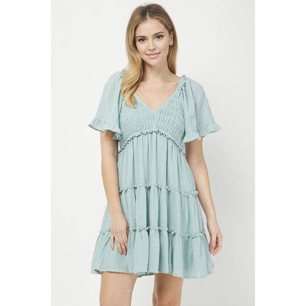 Sea Breeze Tiered Mini Dress