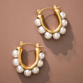18K Gold Plated Waterproof Stainless Steel Hoop Earrings - 7019