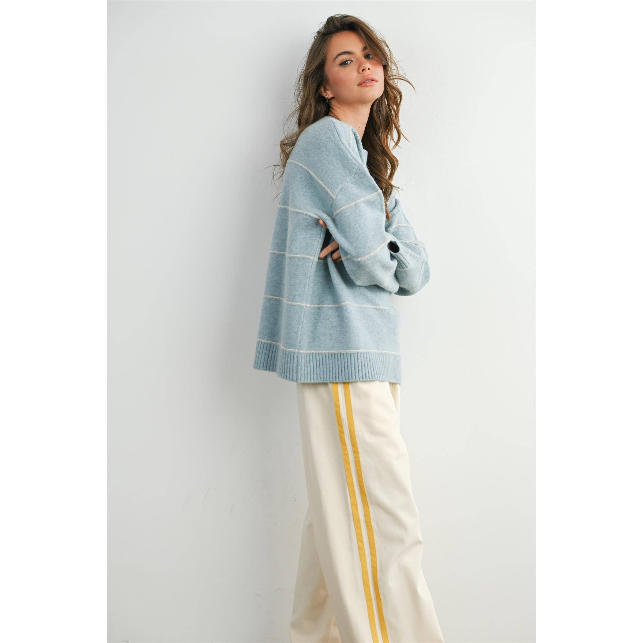 Coastline Side Stripe Wide Leg Track Pant