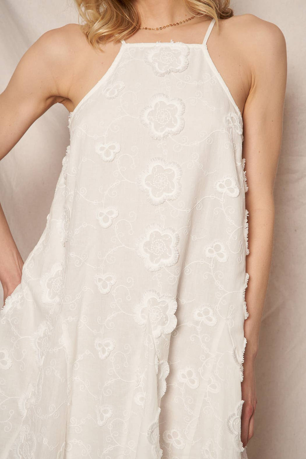 Ivory Blossom Breeze Cotton Swing Dress
